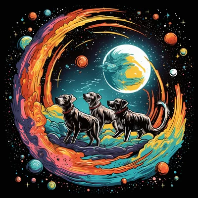 Swirling galaxy rocket 50s retro design passing rogue