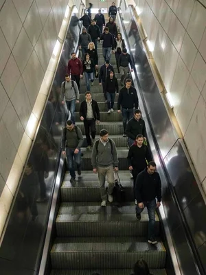 Escalator crowd ghosts