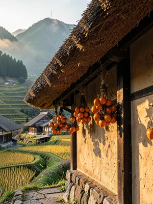 Kominka Eave with Drying Persimmons