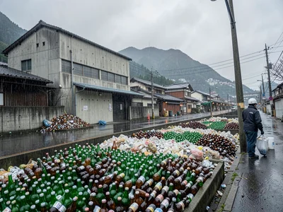 Glass recycling yard