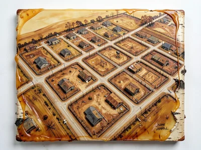 A suburban housing development under construction showing the street grid and ho