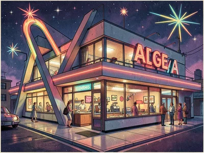 Atomic age Googie coffee shop