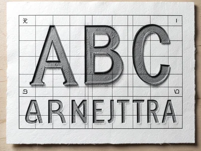 Wood type ABC letters inked and printed on thick paper, educational art