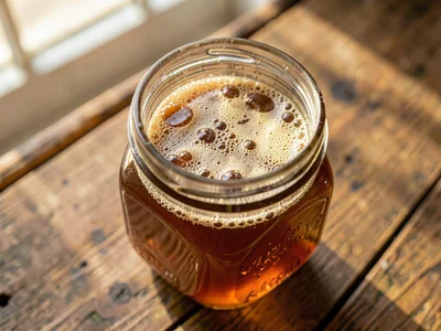 Kombucha SCOBY Pellicle Suspended in Glass Jar