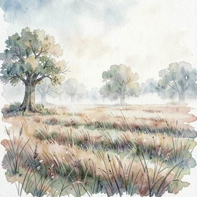 atmospheric morning mist over a hunting field