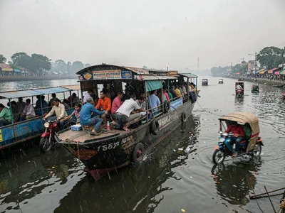 Crowded river ferry