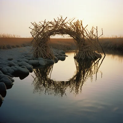 Land Art Photo by Andy Goldsworthy Half-submerged dig
