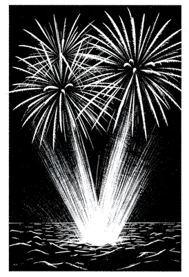 Fireworks scratchboard