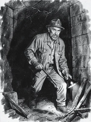Coal miner with lamp