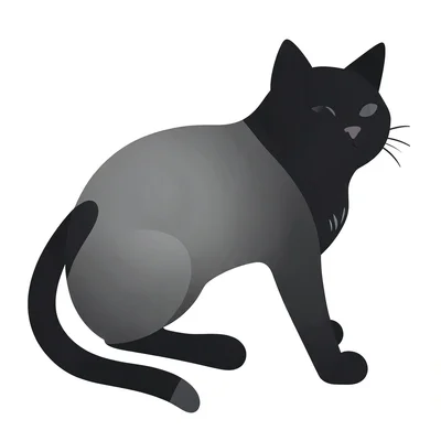 Morphing vector illustration, cat morphing into shadows , smooth vector gradient