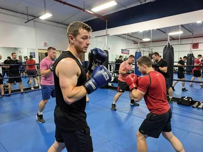 Boxing gym training session