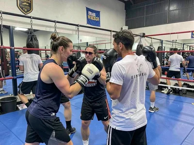 Boxing gym training session
