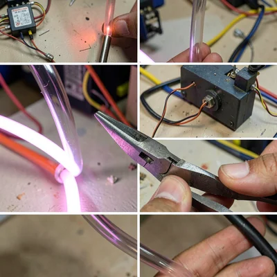 A pair of needle-nose pliers gripping a tube at the bend point before shaping