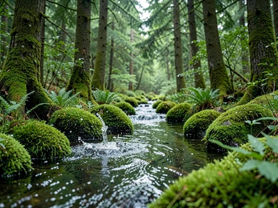 Stream splash zone moss adapted to wet