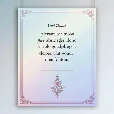 Vertical editorial quote-card poster with a long ornament rail and tasteful marg