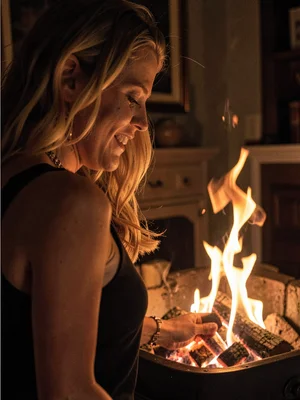 Fireside portrait warmth