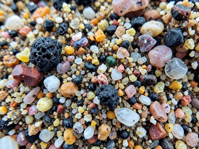 Beach sand at 10x showing hidden world
