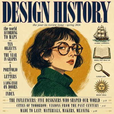 A maximalist editorial cover in a square 1:1 format, full bleed, the cover's surface filling the frame edge to edge — no