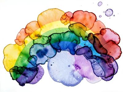Color ink dispersion in rainbow sequence