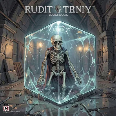 RPG sourcebook illustration, a gelatinous cube in a dungeon corridor, unfortunat