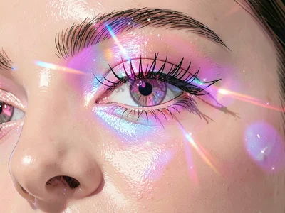 Iridescent pink holographic eye