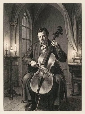 Cellist by candlelight
