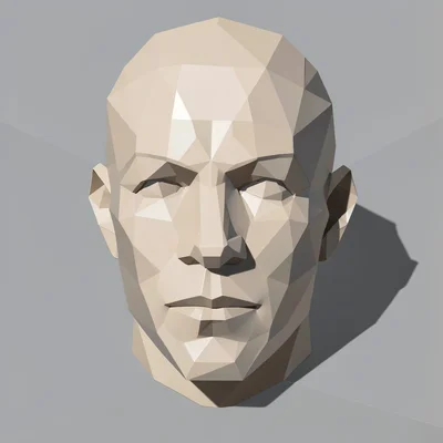 Low-poly illustration, triangulated human face , faceted geometric surfaces, tri