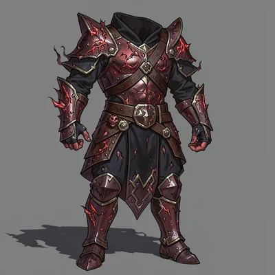 Fantasy armor illustration, a warlock's corrupted armor with demonic influence s