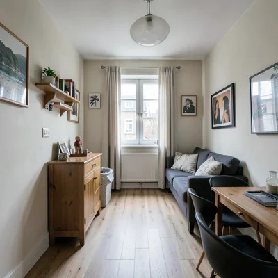 Interior of a tiny apartment looking massive