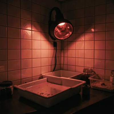 Safelight Glowing on White Tile