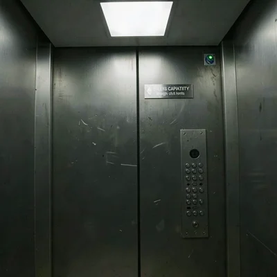Elevator capacity sign showing weight and person limits