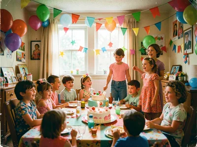 Childhood birthday party from 1980s, decorations correct but wrong character