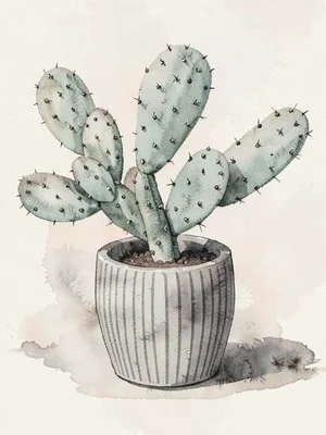 Branching soft-sage knit prickly-pear cactus paddles in a heather-grey ribbed po