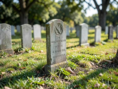 Cemetery headstones in compressed perspective