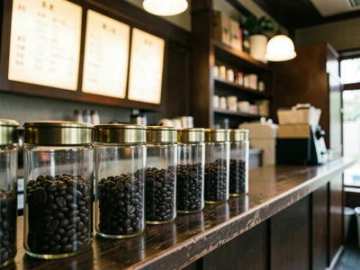 Row of Glass Bean Canisters