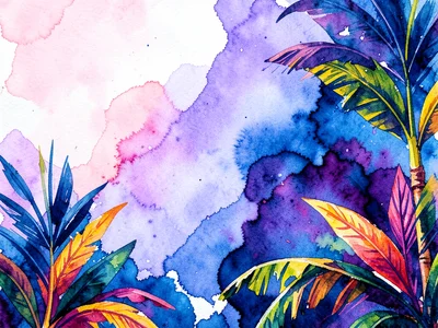 Watercolor wash blending from pale pink through lavender to deep indigo