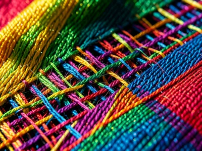Draped rainbow silk catching light, each color shimmering differently