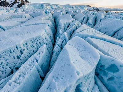 Flow folding visible in ice structure