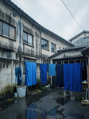 Textile dyeing workshop backyard