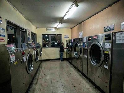 Laundromat at night