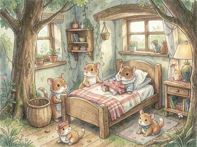 Dormouse in matchbox bed