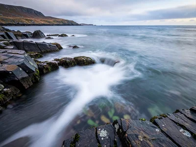 Tide pool edges softened by ten minute exposure
