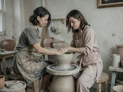 Ceramic studio wheel throwing