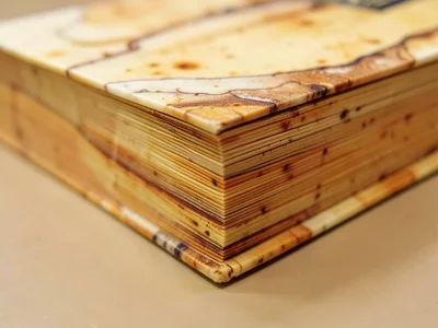 Marbled fore-edge, hand-painted marbling visible only when book is closed, hidde