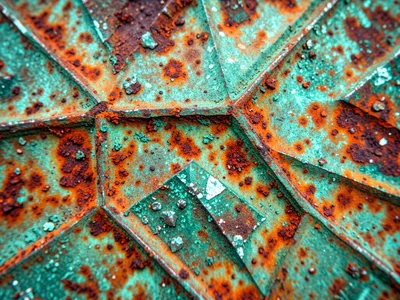 Zinc galvanizing on steel, spangle pattern of zinc crystal formation creating ab