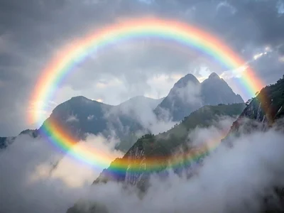 Rainbow colors in glory rings