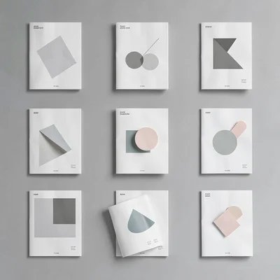A clean 2x3 grid of magazine-cover mockups on a muted backdrop, covers showing o