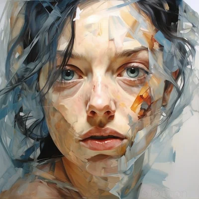 Painting portrait by Jenny Saville. arfgan girl