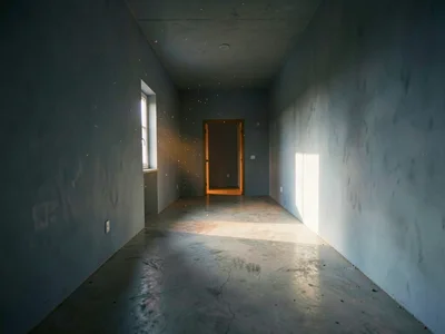 Empty Corridor with Distant Light
