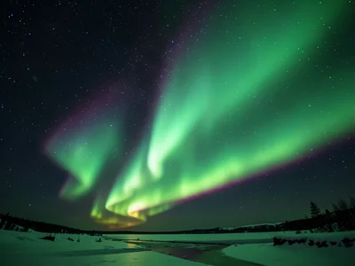 Pulsating aurora patch, diffuse glow that rhythmically brightens and dims, soft 